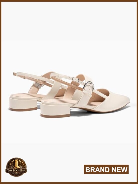 Chunky Low Heel Mary Jane Slingback Pointed Toe Dress Shoes